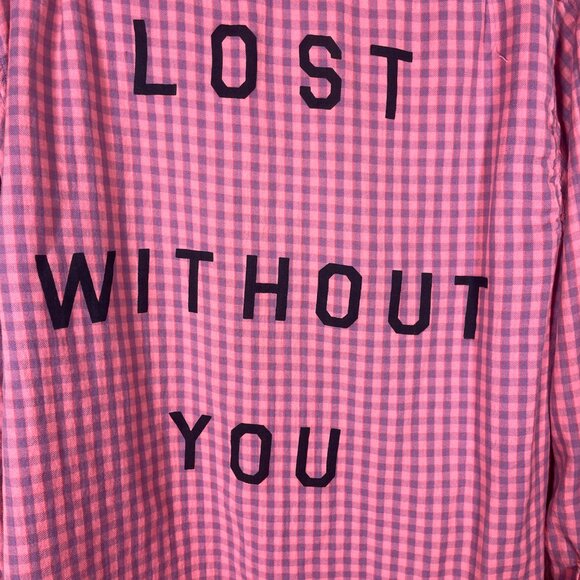 Sundry Women's Plaid Pink Lost Without You Button-Up Shirt 2 (L/XL) - Picture 4 of 5